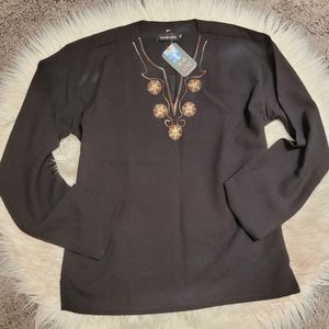 NEW Head Line Womens Plus Size Tunic Embroidered Collar